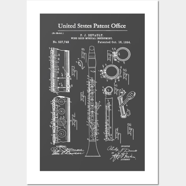 Clarinet Patent White Wall Art by Luve